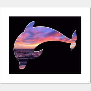 Bottlenose Dolphin - Ocean/Sky Silhouette Posters and Art